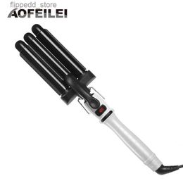 Fers à friser Peigne à cheveux électrique Fer à friser Waver Roller Wand 110-220 V Perm Céramique Triple Barils Bigoudi Vague Bouclés Outils De Coiffage Q231128