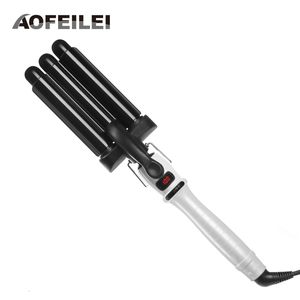 Fers à friser Peigne à cheveux électrique Fer Waver Roller Wand 110220v Perm Céramique Triple Barils Bigoudi Vague Bouclés Outils De Coiffage 230828