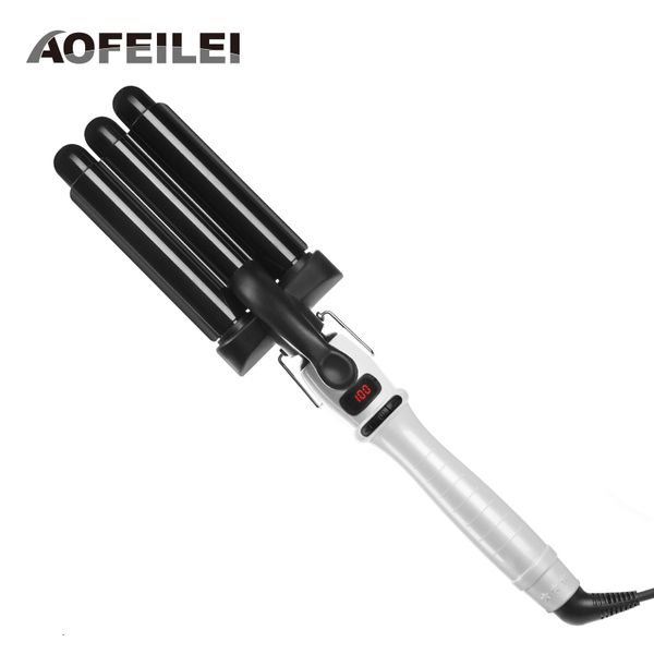 Rizadores de pelo eléctrico Peine de hierro Waver Roller Wand 110220 V Perm Cerámica Triple Barriles Rizador profundo Onda Rizado Herramientas de peinado 230828