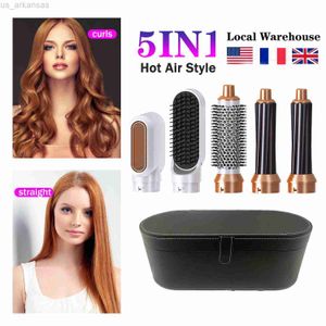 Fers à friser Cheveux Bigoudi 5 En 1 Air Chaud Styler Céramique Sèche-Cheveux Brosse Filature Et Boucles Douces Vagues Aérographe Cheveux Lisseur Salon Outils W0310