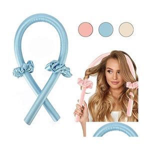 Krultange ijzers Heatless Hair Curlers voor lange zijden krullen hoofdband geen warmte lintschuimrollen flexi staaf met drop levering producten auto dh1pu