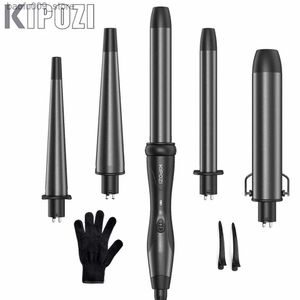 Curling Irons Kipozi Professional Iron Curling Fer 5-en-1 Outil de cheveux Instant Couring Curling Fer Brusque à air chaud Brosse pour femmes en céramique Q240425