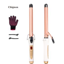 Curling Irons LCD Curlers Elektrische een enkele buis keramische glazuur peer bloem kegel professionele roller aanpassing temperatuur haar krulkrul ijzer gereedschap 230822