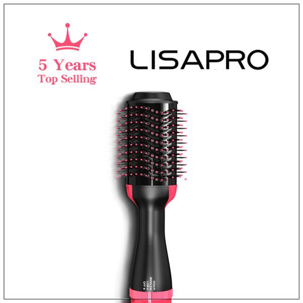 Rizadores LISAPRO Cepillo de aire Secador de pelo de un solo paso Volumizador 1000 W Secador de pelo Soft Touch Pink Styler Regalo Rizador de pelo Alisador 230925