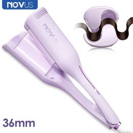 Curling Irons Novus 36 mm en ondes de gros curler Céramique 4 avec température réglable et chauffage rapide équipé de l'ion négatif anti-cuir chevelu Q240506