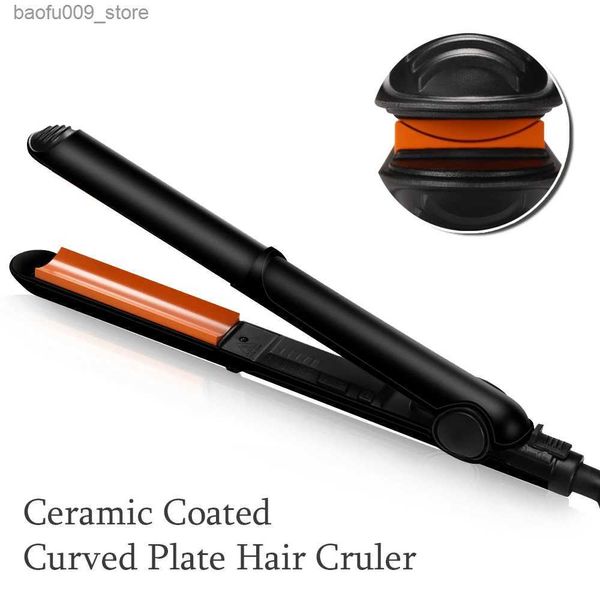 Curling Irons Curlers Professional Ceramic Coated Curling Boards Femmes Coiffes Coiffes Crescent Fer Flat Q240425