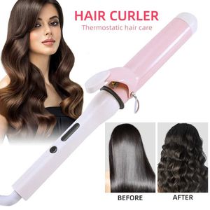 Curling Ions Professional Curling Iron Electric Ceramic Curler LCD Display Roterend Water Wave Tool Q240506