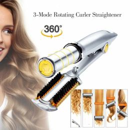 Curling fers à coiffe de coiffure professionnelle Iron Curling Iron Rotation de brosse à cheveux Bruste Curler Styler 2 en 1 outil de coiffure de coiffure Iron Curling With Brush 231030