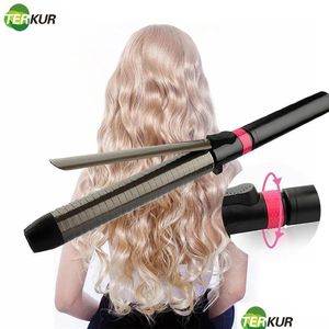 Curling Irons Rizador de cabello profesional Varita de hierro giratoria con turmalina Cerámica Anti escaldado Punta insada Waver Maker Herramienta de peinado D Otjfr