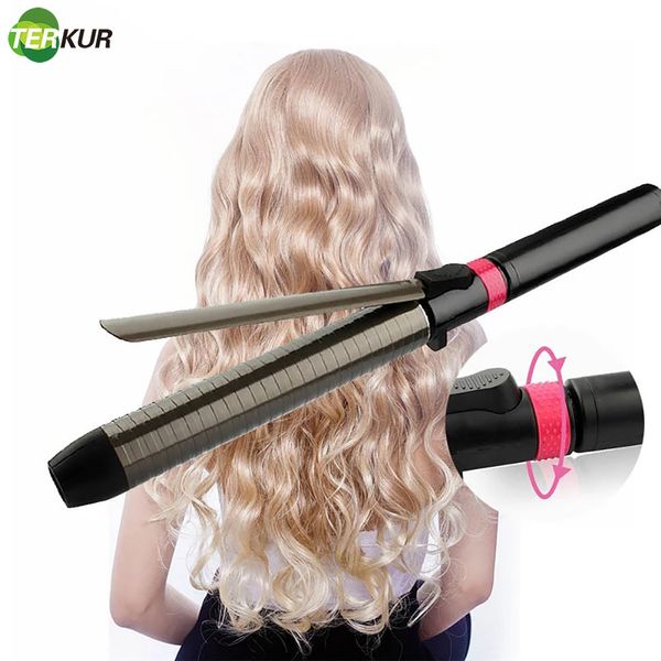 Fers à friser bigoudi professionnel baguette de fer rotative avec céramique tourmaline Anti-brûlure pointe isolée Waver Maker outil de coiffure 230825