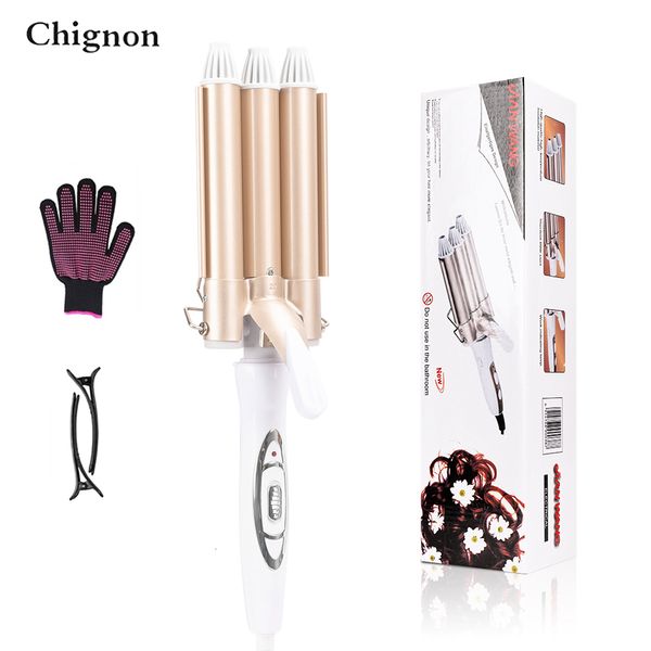 Rizadores de hierro Profesional Hierro Cerámica Triple Barril Hair Styler Lectric Curlers Electric Waver Styling Tools 230517