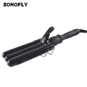 Curling Irons Sonofly 22 mm LCD Hair Curler Electric Triple Barrel Ceramics Iron Waver Styling Tools Anions snel verwarming JF-112 221203