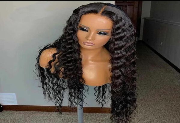 Curly 134 Lace Front Human Wig para mujeres negras Virgen Virgen Brasil Brasileño Malasia Preparado Cabello Bebé Nudos 4863866