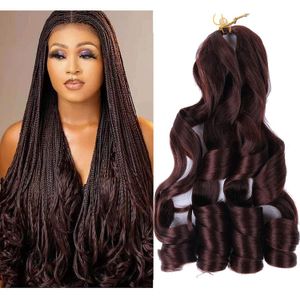 Cheveux tressés bouclés français 22 pouces vague lâche cheveux au crochet pré-étirés rebondissants cheveux tressés bouclés français synthétiques pour femmes Extensions de cheveux LS04