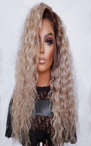 Curly Bruine Ombre Blond Lace Voorpruik Human Hair Peruaanse Remy 13x4 HD transparante 360 frontale pruiken voor vrouwen 150 DENSITY OP SAL7056583