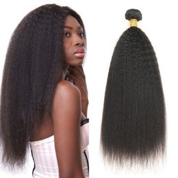 Extensiones brasileñas de cabello humano 9A Kinky Straight 2 Bundles 8-26 pulgadas Remy Hair Color natural