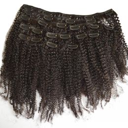 clip cheveux bouclés extensio100% extensions de cheveux humains vierges non traités vierge monglian Afro Kinky Curly Clip In Human Hair Extensions 9pcs / set
