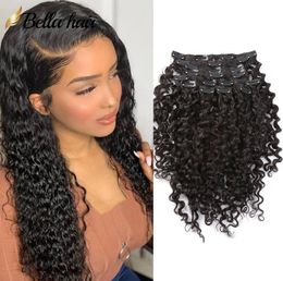 Clip bouclé en extension cheveux humains Curl Clips Ins tête complète pour les femmes noires cheveux brésiliens Remy couleur naturelle 10 pièces avec 21 clips 16044168