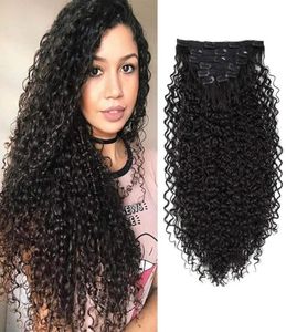 Krullend Clip in Hair Extensions 3b 3c Kinky Krullend Haar Clip Ins voor Vrouwen Dik Zacht 8A Braziliaans Remy Haar 120g4986433