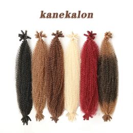 Krullend Gehaakt Haar Afro Lente Twist Zacht Rood Bruin Synthetische Kanekalon Vlechten Gehaakte Vlechten Hair Extensions Voor Vrouw Meisjes