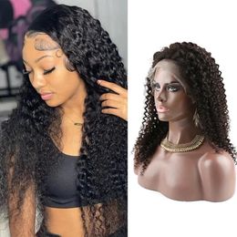 Vente frontale bouclée pour les femmes noires pré-cueillies non traitées vierges brésiliennes malaisienes en dentelle en dentelle coiffure humaine 74 perruques