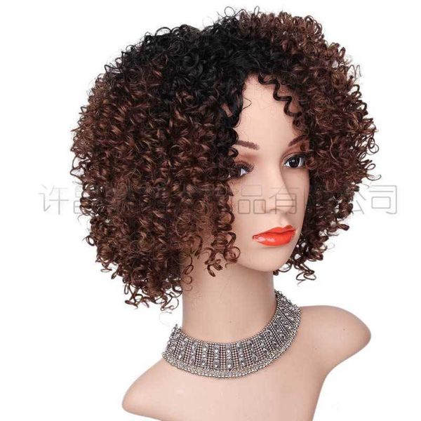 peluca de fibra de cabello rizado peluca de estilo para mujeres pelucas de gradiente químico