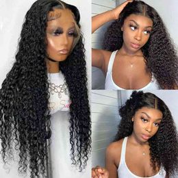 Curly Human Hair Wig Frontal S Lace Front Braziliaanse S 150 180 13x4 220608