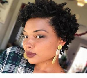 Krullend menselijk haar pruik volle kanten pruiken kinky krullende pruik kort 8 inch Braziliaanse haarpruiken voor zwarte vrouwen5617163