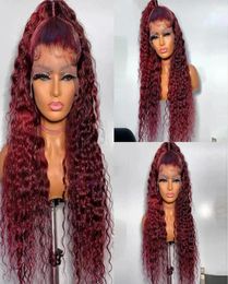 Perruques à cheveux humains bouclés Vins Brésilien Brésilien Remy Deep Wave Full Lace Front Synthetic Wig 180 PRECCKED1750545