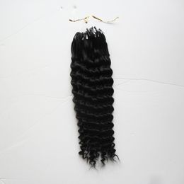Curly Micro Beads Geen Remy Nano Ring Links Humane Curly Hair Extensions 10 "-26" 1.0g / s 100g