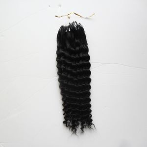 Curly Micro Beads Geen Remy Nano Ring Links Humane Curly Hair Extensions 10 