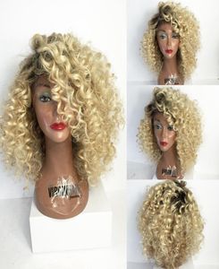 Curly Omber Blonde Full Lace Human Hair Pruiken 1B613 Braziliaanse Non -Remy Ombre Curly Lace Front Human Hair met Baby Hair8614912