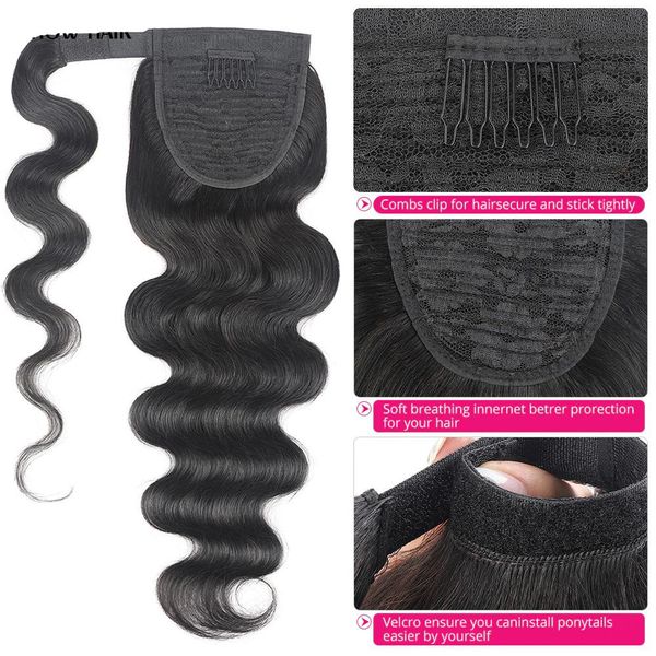 Extension de queue de cheval de vrais cheveux humains bouclés pour les femmes noires 8A brésilien naturel Curl vague de corps cordon queue de cheval morceaux de cheveux 140g