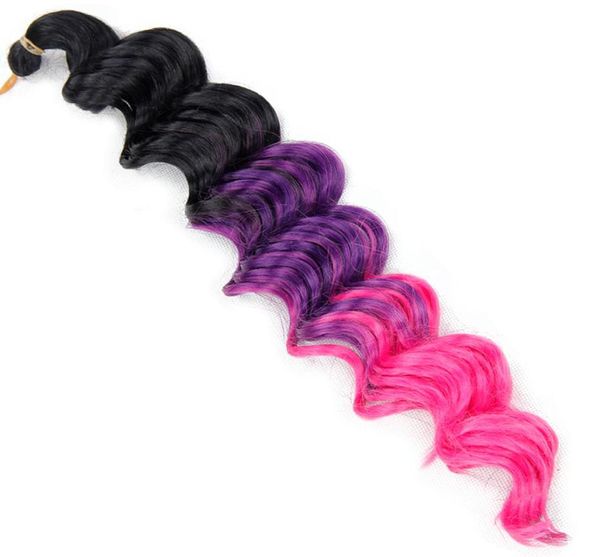 Extensions de cheveux tressés synthétiques bouclés vague profonde couleur ombrée tresses au Crochet tress2449611