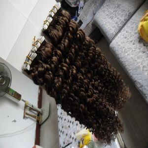 Curly Tape Haar 80 stks Tape in Human Hair Extensions 200g Kinky Krullend op lijmtape PU Skin inslag onzichtbaar 16 