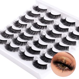 Faux-cils bouclés et épais, aspect naturel, fait à la main, multicouches réutilisables, Extensions de cils en vison 3D