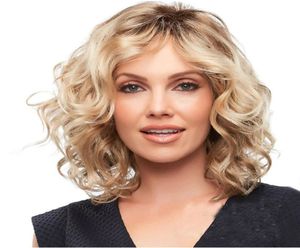 Perruque synthétique ondulée bouclée Ombre couleur Simulation perruques de cheveux humains postiches pour femmes noires et blanches Perruques K289548035