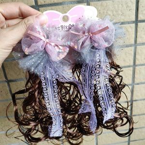 Peluca rizada arco de la pinza de pelo accesorios para el cabello de la princesa niña del cordón del dulce lindo de la cinta de los niños trenza Horquilla Headwear 0108