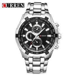 Curren 8023 Quartz Steel Precision Inveted Wogue Business Mens Quartz -horloges met 3ATM waterdichte dropship Relogio208K