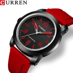 CURREN 8454 Montre de sport minimaliste pour hommes avec bande étanche à quartz avec grand cadran et anneau d'engrenage