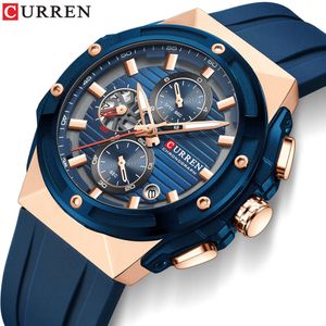 CURREN 8462 multifunctionele siliconen tape sport zes-naalds kalender waterdicht casual herenmode horloge