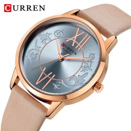 CURREN marque mode femmes montre bracelet en cuir de haute qualité Quartz montre-bracelet décontracté femmes robe montres Relogio Feminino312p