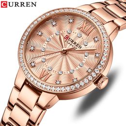 CURREN/CARREN 9085 fil diamant bracelet en acier minimaliste petit cadran rond mode montre pour femme