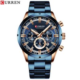 Curren/Carrion nouveau 8355 montre pour hommes étanche quartz six broches calendrier bracelet en acier montre pour hommes d'affaires