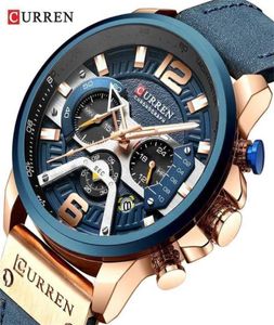 Curren Casual Sport Watches for Men Blue Top Brand Luxury Leather Watch Watch Reloj Fashion Chronograph Wallwatch 2201248182161