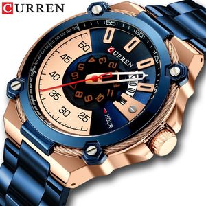 Curren Design Watches Men's Watch Quartz Clock Male Male Fashion Male en acier inoxydable montre avec une date de causalité AUTO NOUVEAU WAT255P