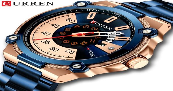 Curren Design Watches Men039s Watch Clock Horloge masculine Male Fashion en acier inoxydable montre à la date de la date de la datte automatique New Wat2032563