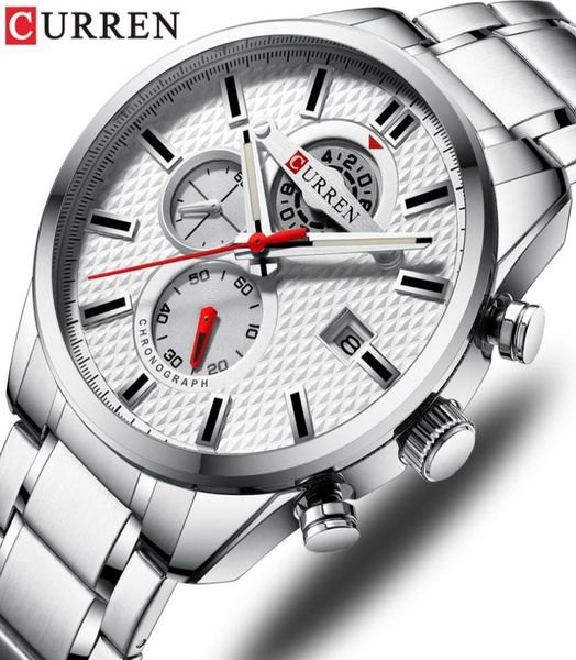Curren Fashion Causal Sports Montres pour hommes Luxury Quartz Watch Chronographe en acier inoxydable et Date Luminous Hands Wristwatch8133321