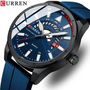 Curren Fashion Men Regardez la marque Top Brand Luxury Empleproof Sport Mens Watchs Silicone Automatic Date Military Wristwatch 240426