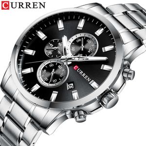 Curren Mode Hommes Quartz Chronographe Montres-bracelets Casual Business Montre En Acier Inoxydable Horloge Mâle Date Reloj Multifuncion Q0524